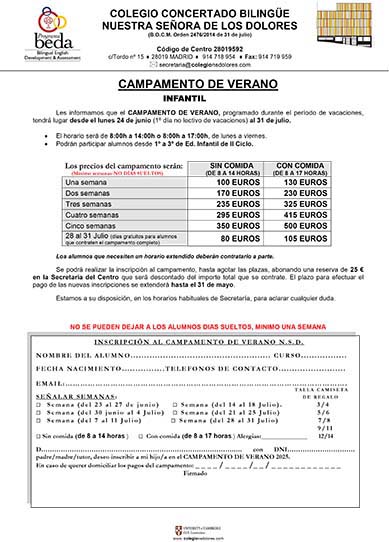 Inscripción infantil